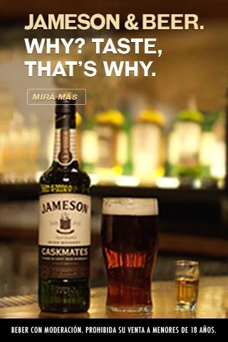 Banner de Jameson: Jameson & Beer. Why? Taste, that’s why.