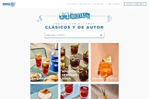 Home del Recetario IVESS con buscador y grilla de tragos