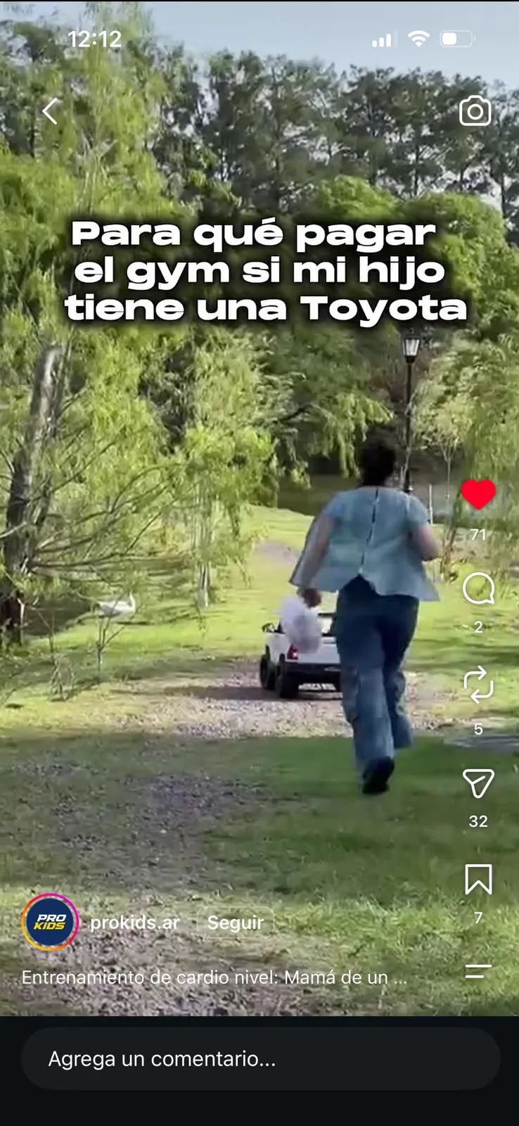 Reel de PRO KIDS: Para qué pagar el gym si mi hijo tiene una Toyota