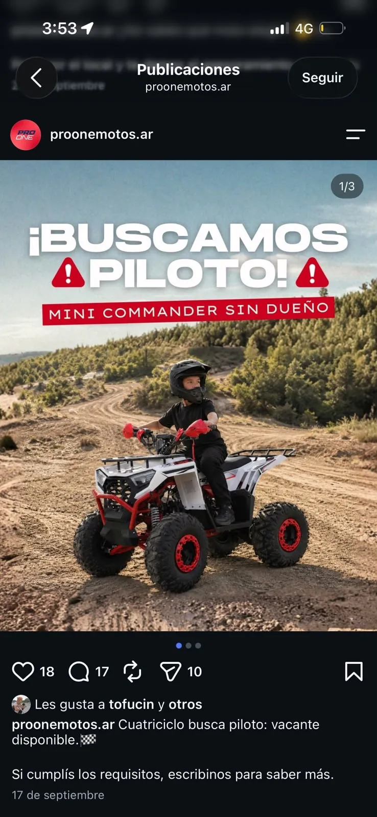 Carrusel de PRO ONE: ¡Buscamos piloto! Mini Commander sin dueño