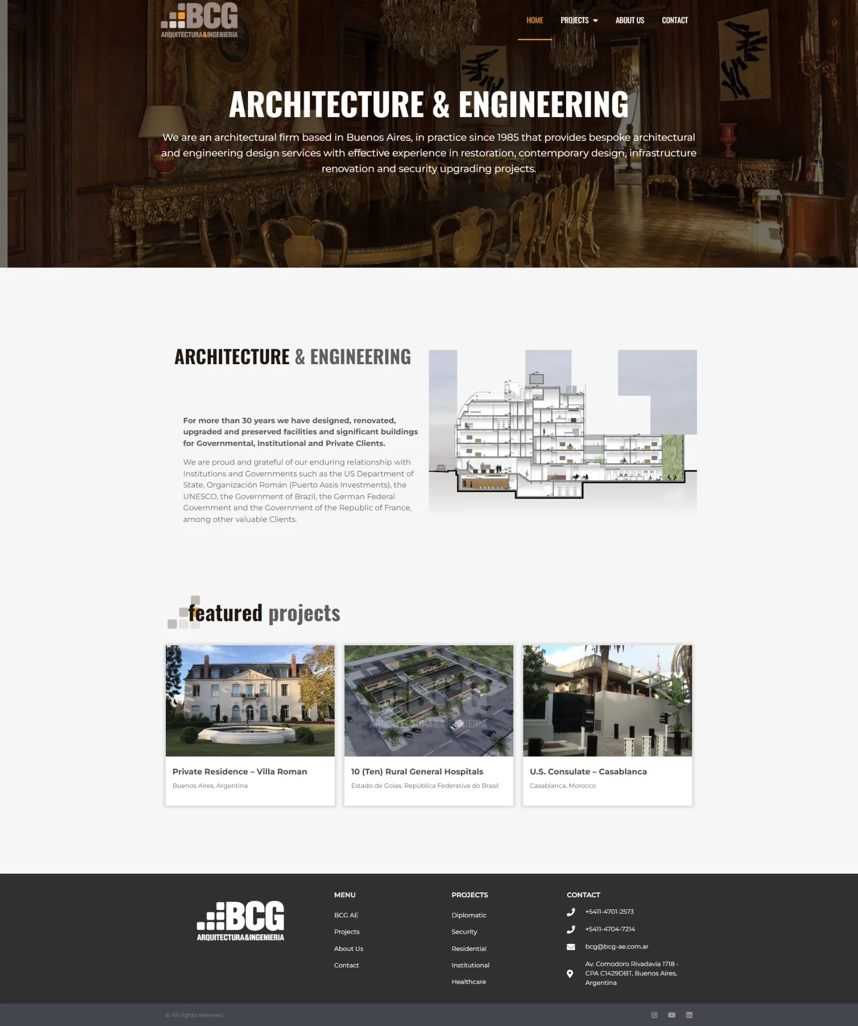 Captura del sitio de BCG Architects